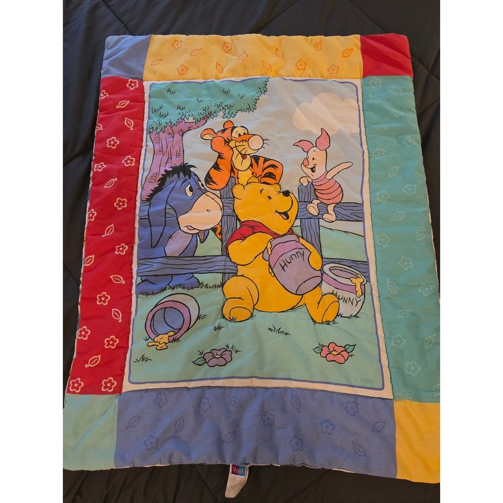 Vintage 1999 Disney Winnie the Pooh Crib Comforter Blanket Tigger Eeyore Vintage